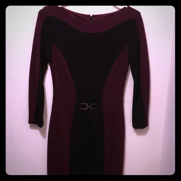 Burgundy and black form fitting dress - Picture 1 of 4